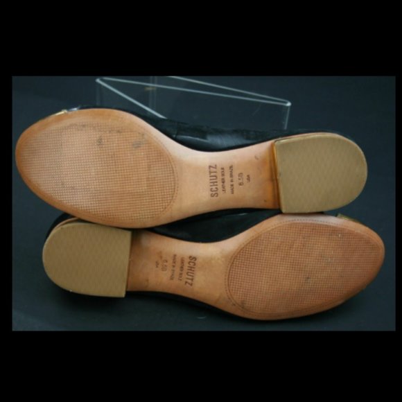 SCHUTZ Gold Cap Toe Suede Leather Heel Ballet Flat - Picture 6 of 7